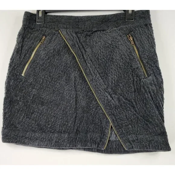 Urban Outfitters Skirt Womens Large Black Corduroy Zipper Pockets Mini - Picture 1 of 10